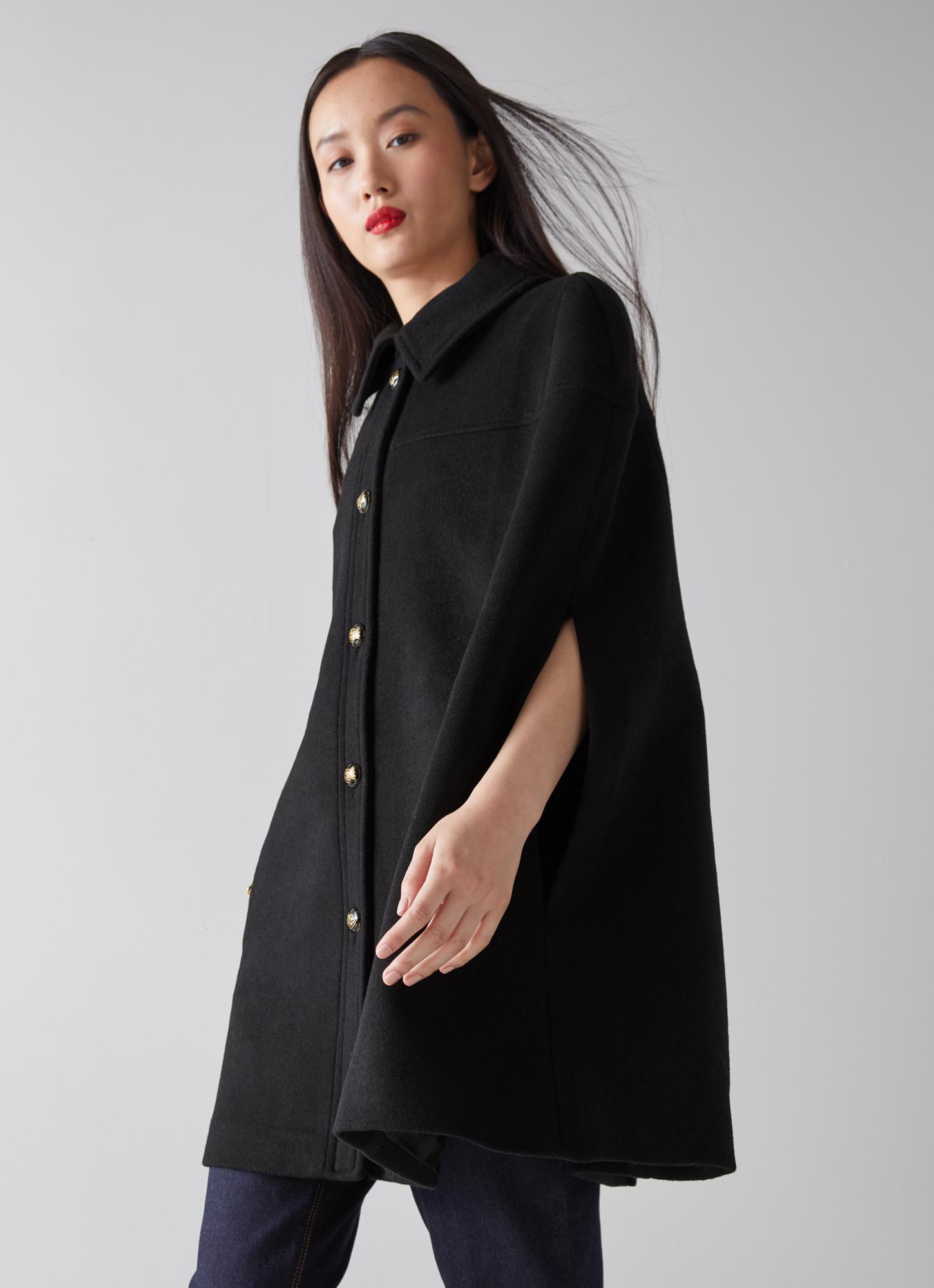 Marseille Black Wool Mix Coat.